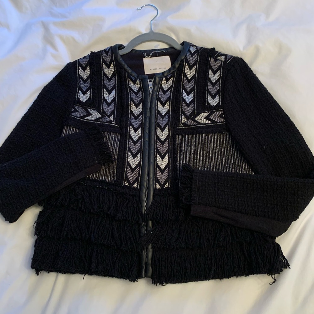Rebecca Taylor chevron fringe blazer